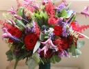 Red, Blue and Lilac Wedding Bouquet